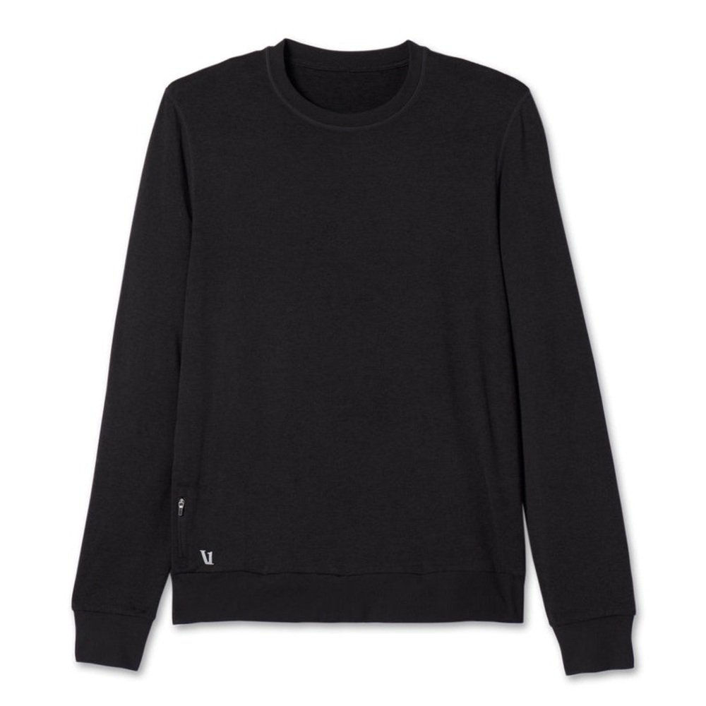Vuori Ponto Performance Crew Pullover Long Sleeve Pocket Black Large